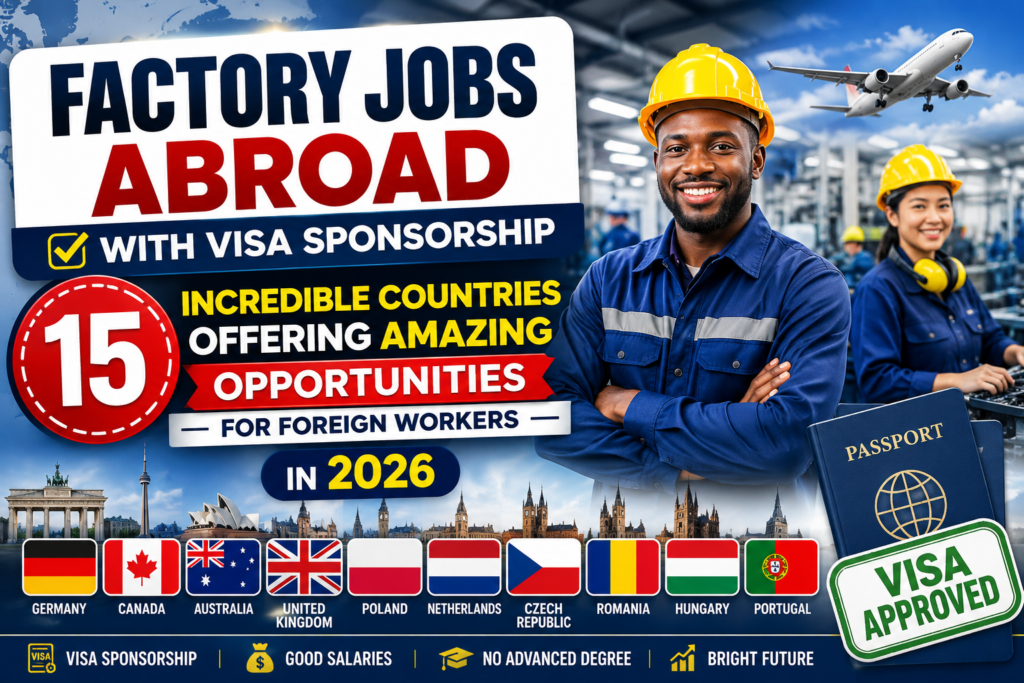 Factory Jobs Abroad With Visa Sponsorship: 15 Incredible Countries Offering Amazing Opportunities for Foreign Workers in 2026